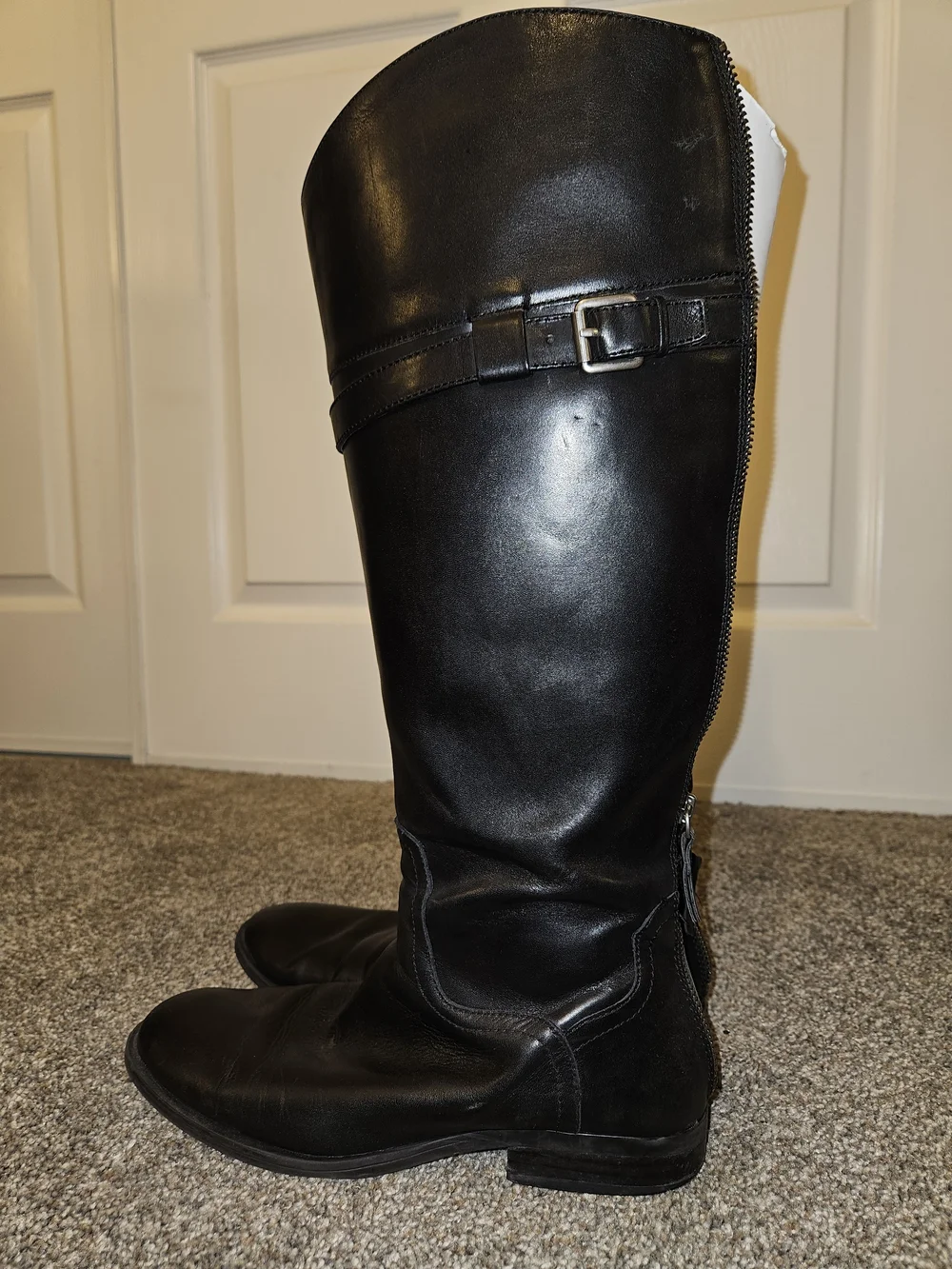 Nine West Black Leather Knee-High Riding Boots